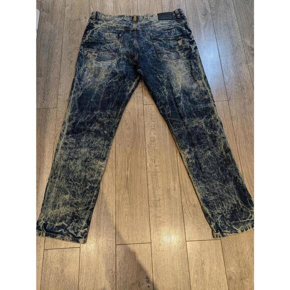 Y2K Vintage Southpole Ripped & Faded Marble Pattern Jeans 100% Cotton Size 40/34 - Picture 6 of 9